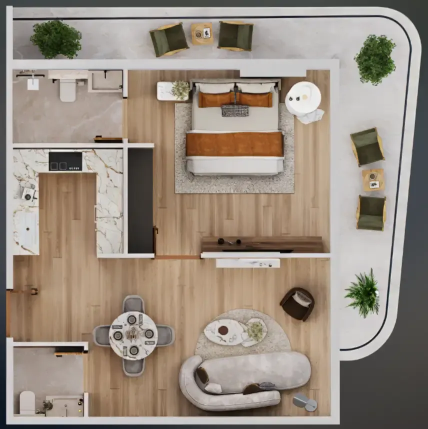 Nuve by Zoya 1 bed floor plan, 1,040 sqft