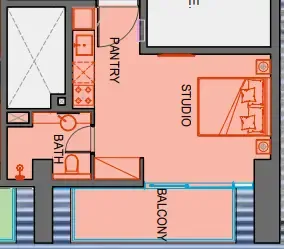 SkyGate Tower Studio floor plan, 358 sqft