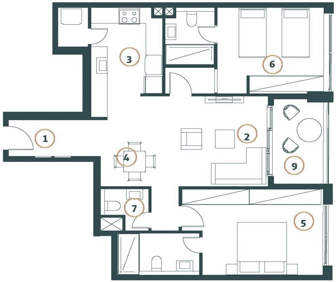 Whitestone Residences 2 bed floor plan, 1,022 sqft