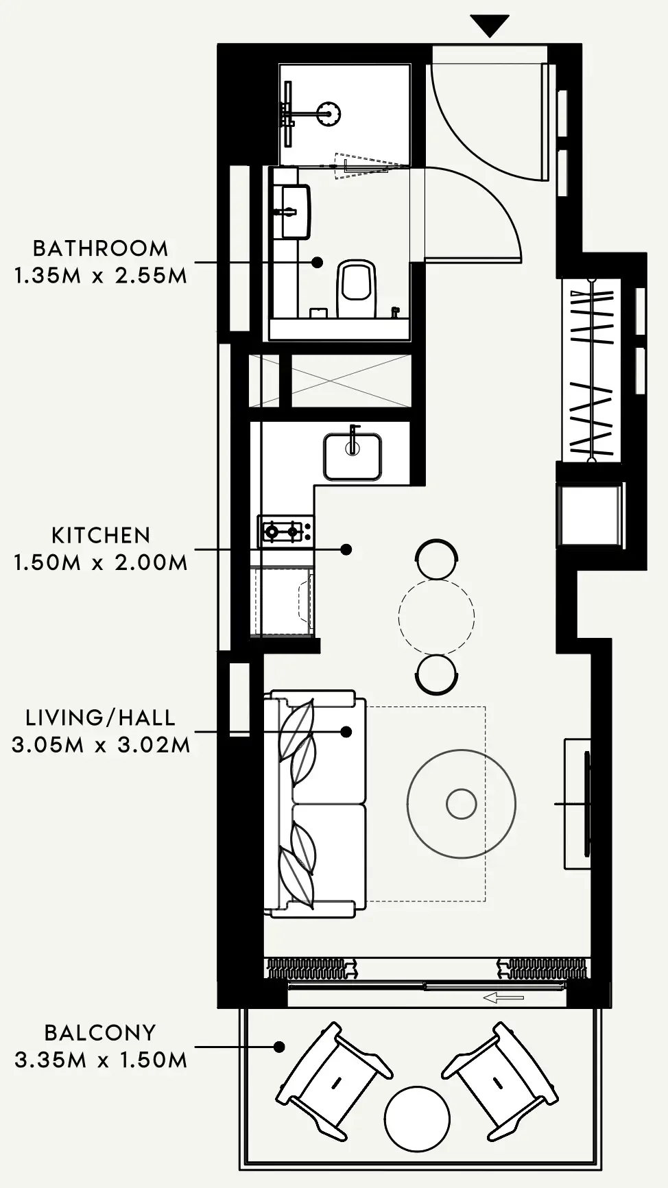 Azizi Venice Studio floor plan, 361 sqft