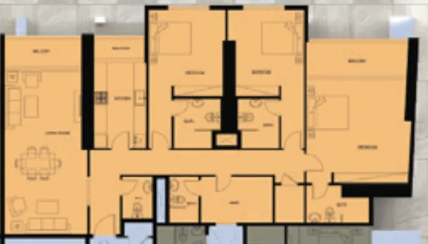 Faradis Tower 3 bed floor plan, 1,888 – 1,981 sqft