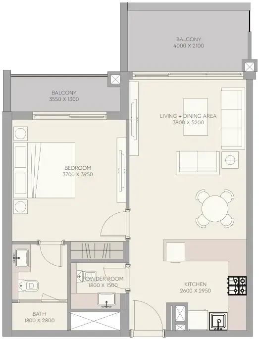 The Haven 2 1 bed floor plan, 794 sqft