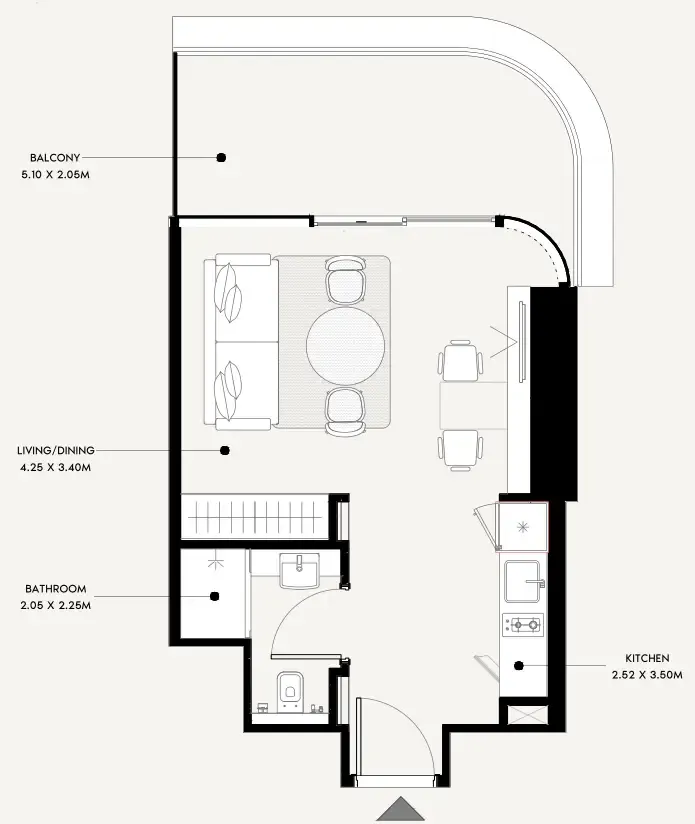 Azizi Milan Studio floor plan, 449 sqft
