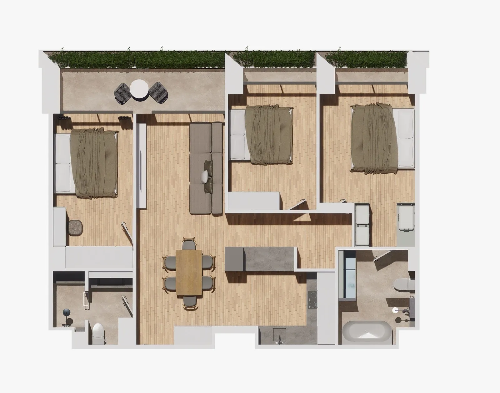 Serene Condo Layan 3 bed floor plan, 1,163 sqft