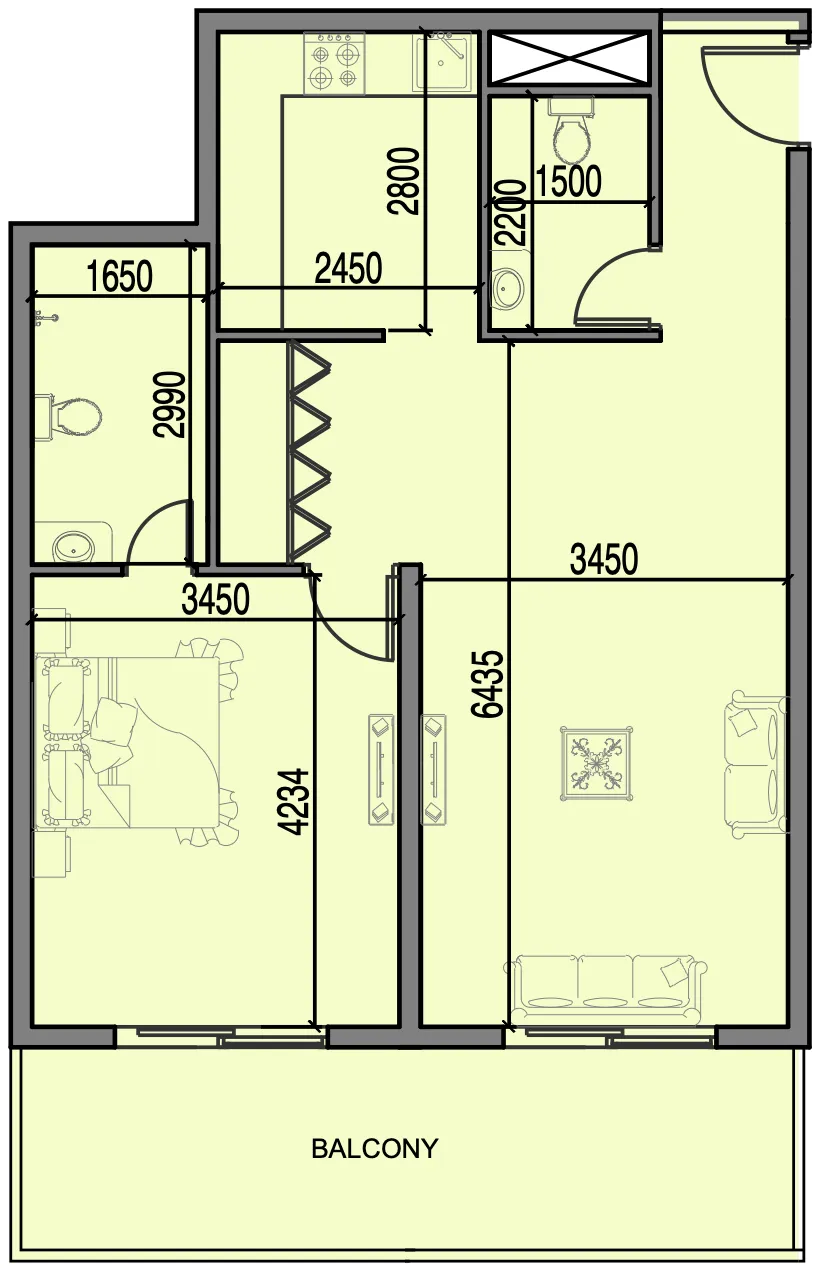 Al Haseen Residences 3 1 bed floor plan, 851 sqft