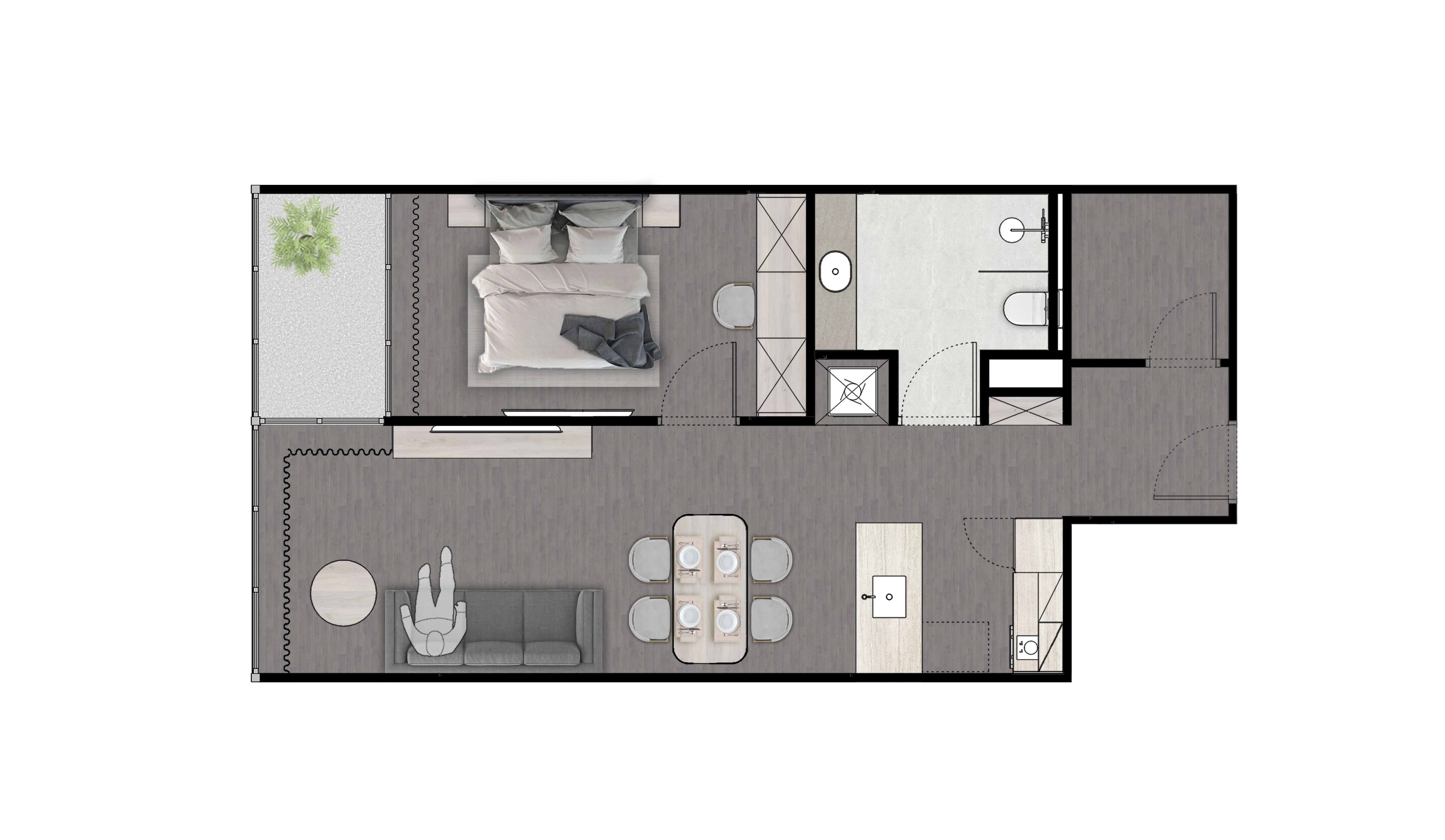 Next Point Condominium 1 bed floor plan, 743 sqft
