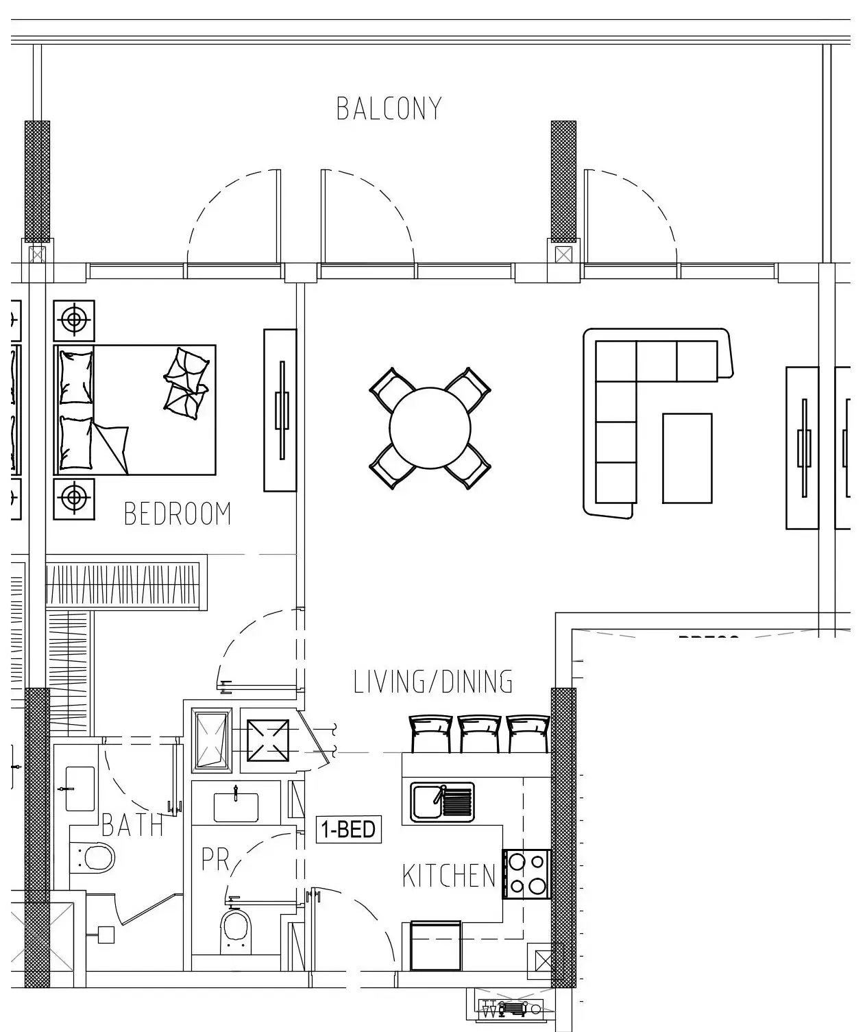 Damac Riverside Views 1 bed floor plan, 1,047 sqft