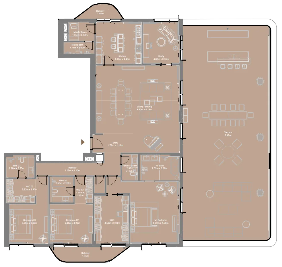 Takaya 3 bed floor plan, 4,946 sqft