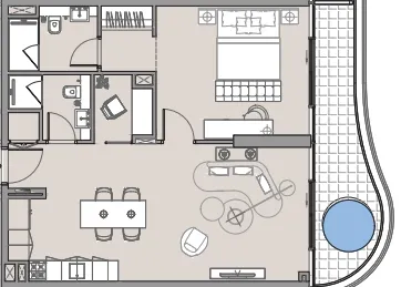 Beach Walk 4 1 bed floor plan, 908 sqft