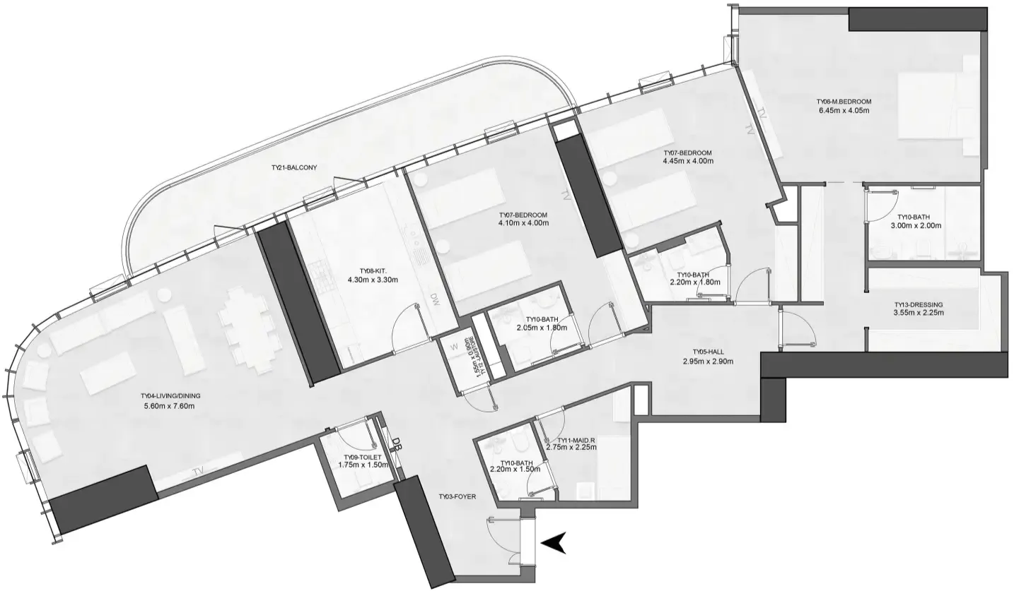 Joud Tower 3 bed floor plan, 2,690 sqft
