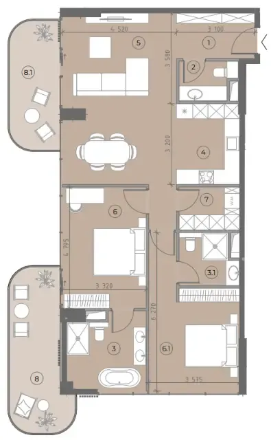 House of WELL 2 bed floor plan, 1,428 sqft