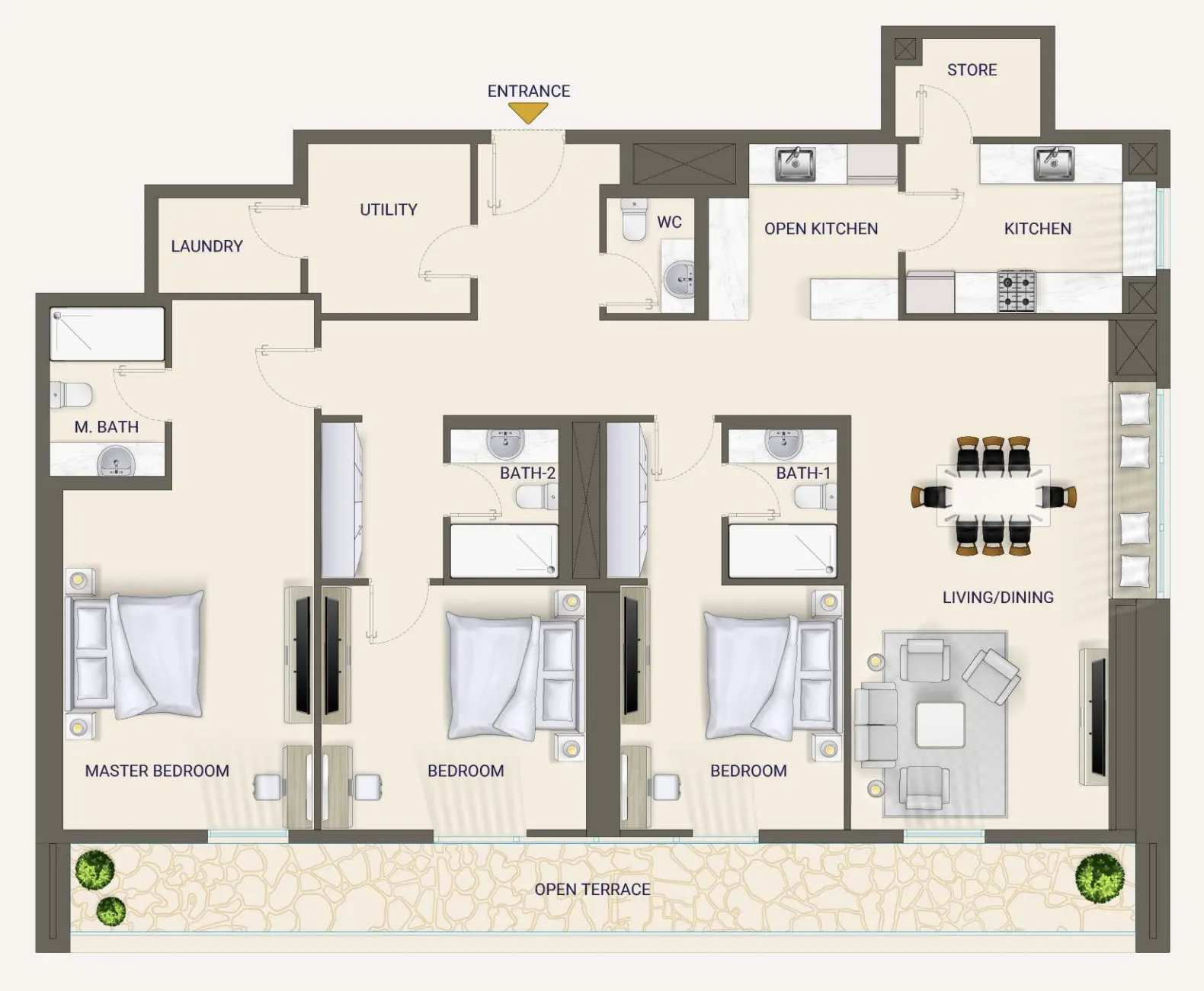 Nexara by 7th Key 3 bed floor plan, 2,018 sqft