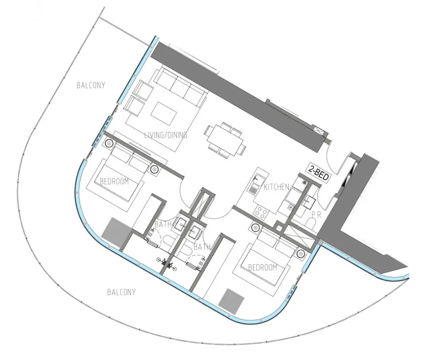 Damac Casa 2 bed floor plan, 1,857 sqft