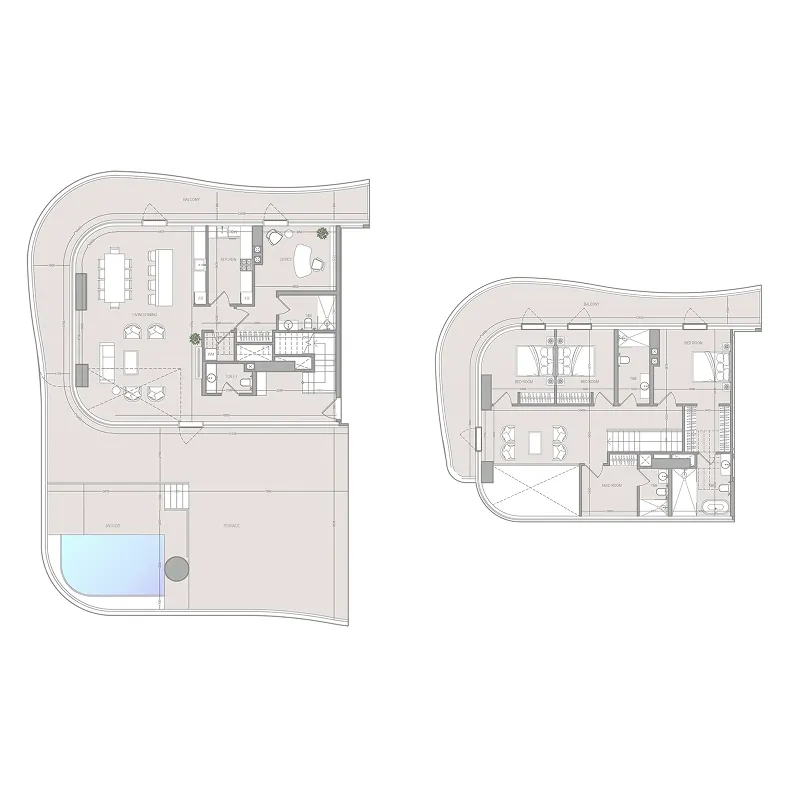 A1LA Residence 3 bed floor plan, 5,018 sqft