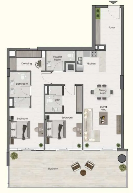 Saddlewood Park 2 bed floor plan, 1,372 sqft