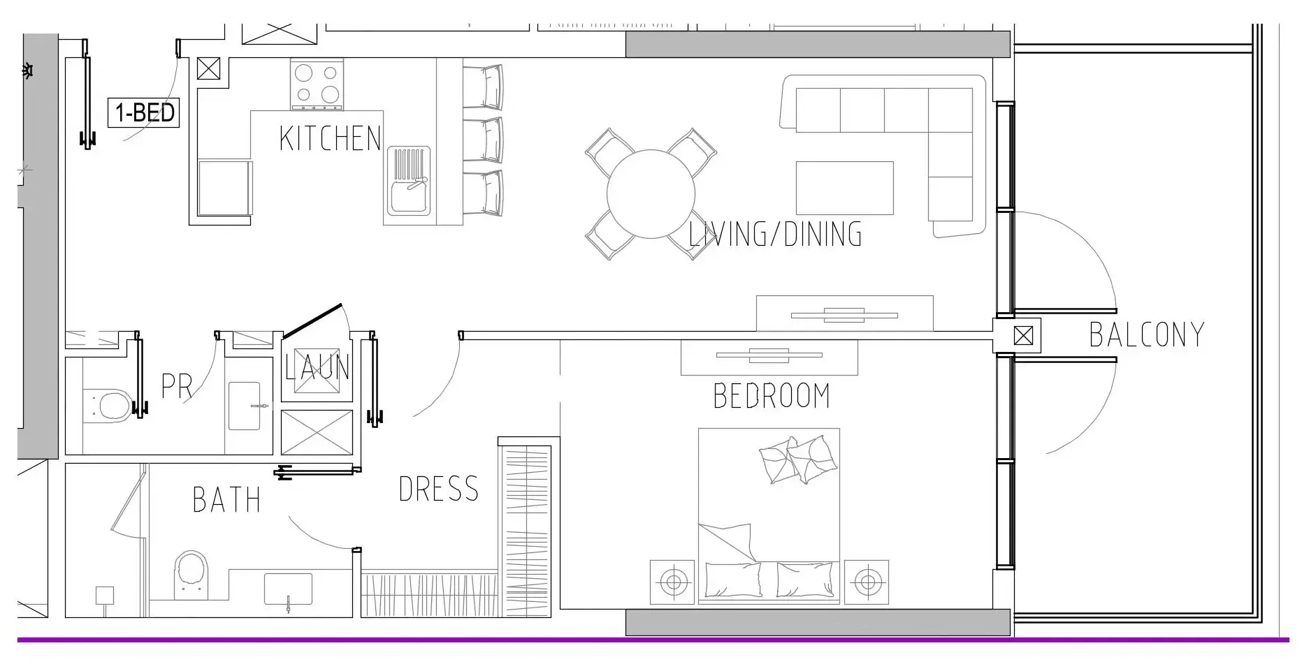 Damac Riverside Views 1 bed floor plan, 946 – 960 sqft