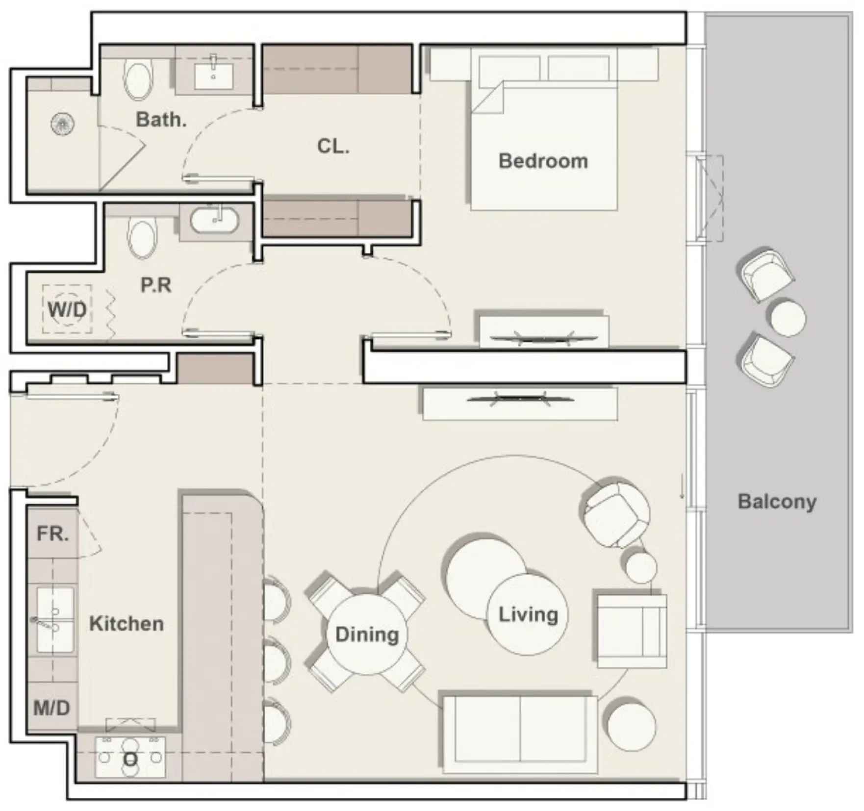 The Meriva Collection 1 bed floor plan, 976 sqft
