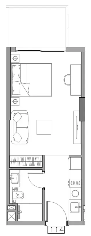 Trevino Studio floor plan, 394 sqft
