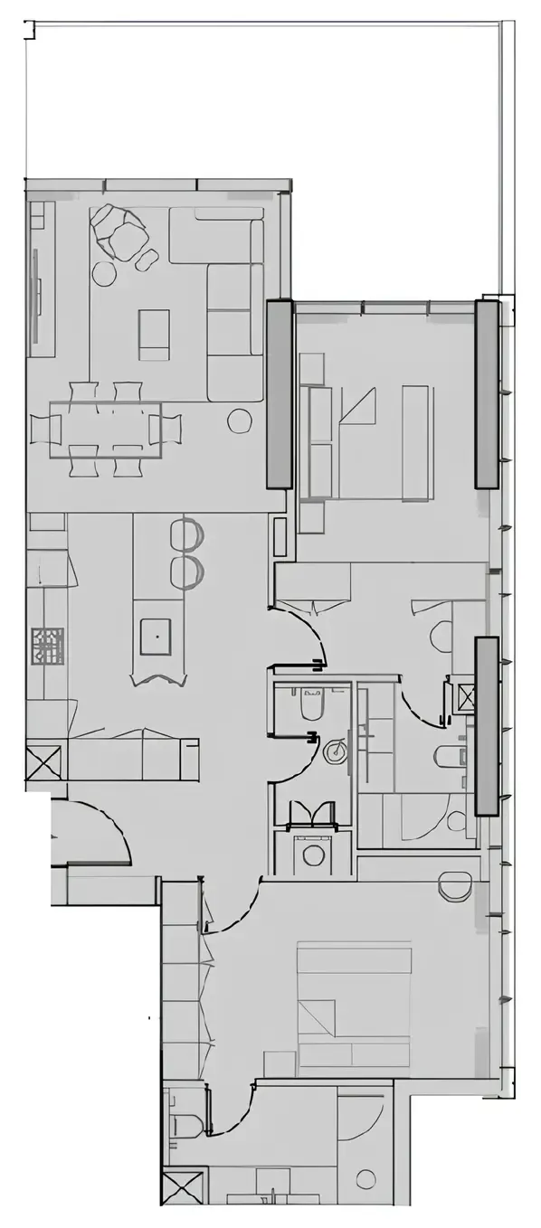 Wynwood Horizon 2 bed floor plan, 1,381 – 1,383 sqft