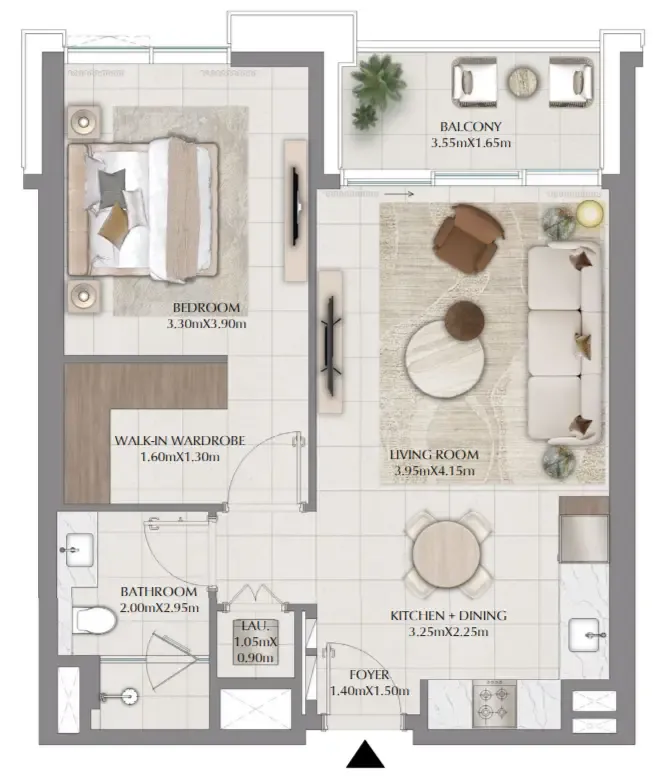 Terra Woods 1 bed floor plan, 746 sqft