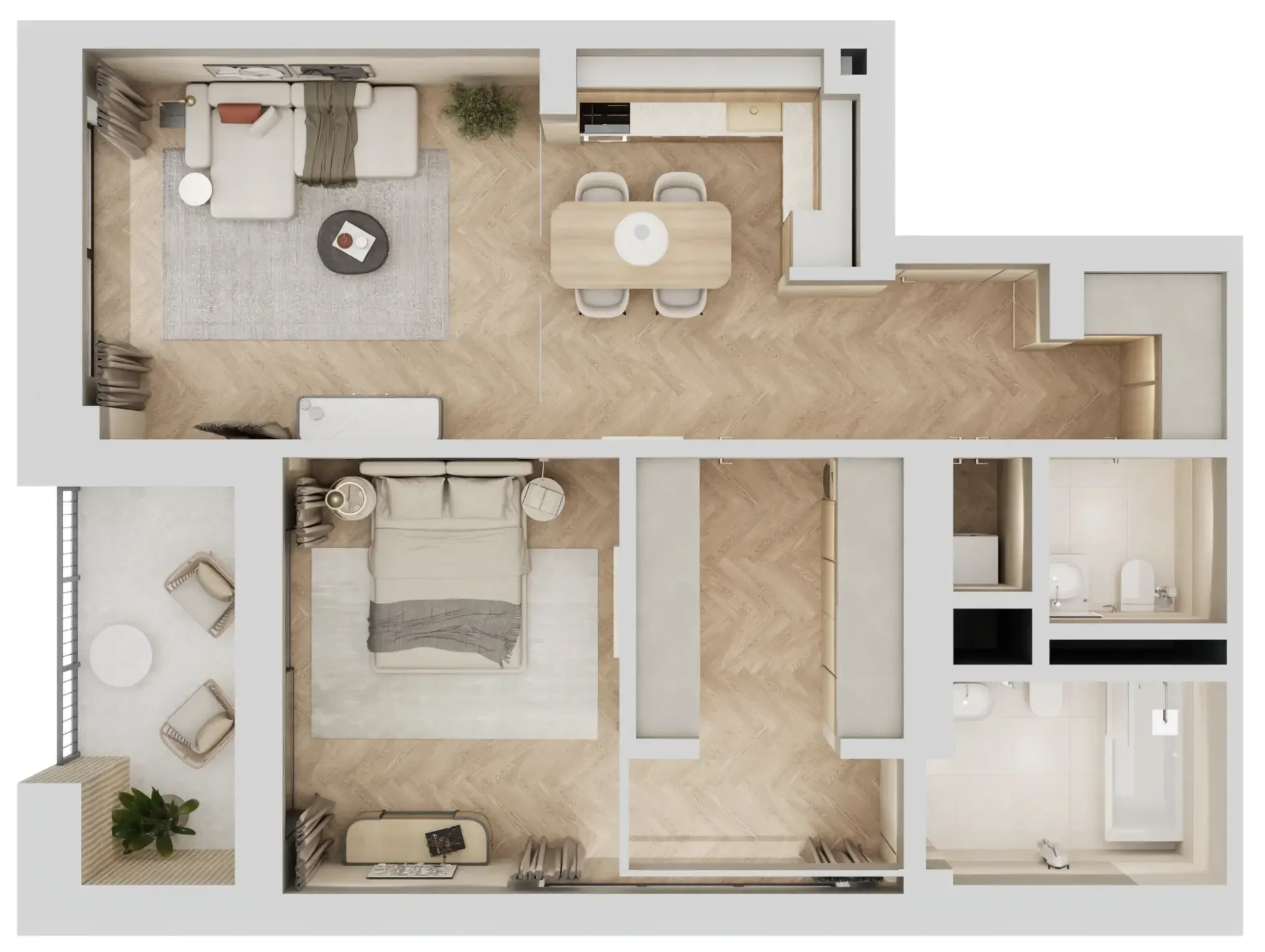 Arisha Terraces 1 bed floor plan, 873 sqft