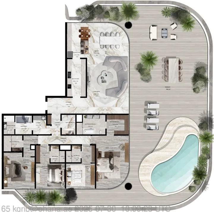 Jacob and Co Beachfront Living 4 bed floor plan, 6,361 – 6,953 sqft