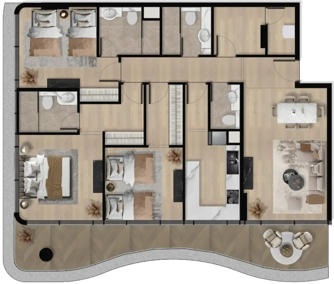 Orvessa Residences 3 bed floor plan, 1,600 sqft