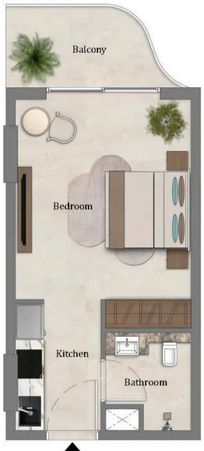Mirari Lagoon by Zoya Studio floor plan, 359 sqft