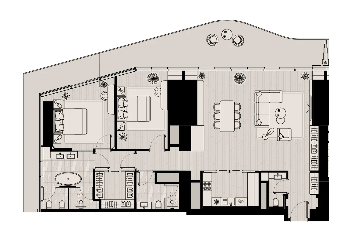 LIV Maritime 2 bed floor plan, 2,364 sqft