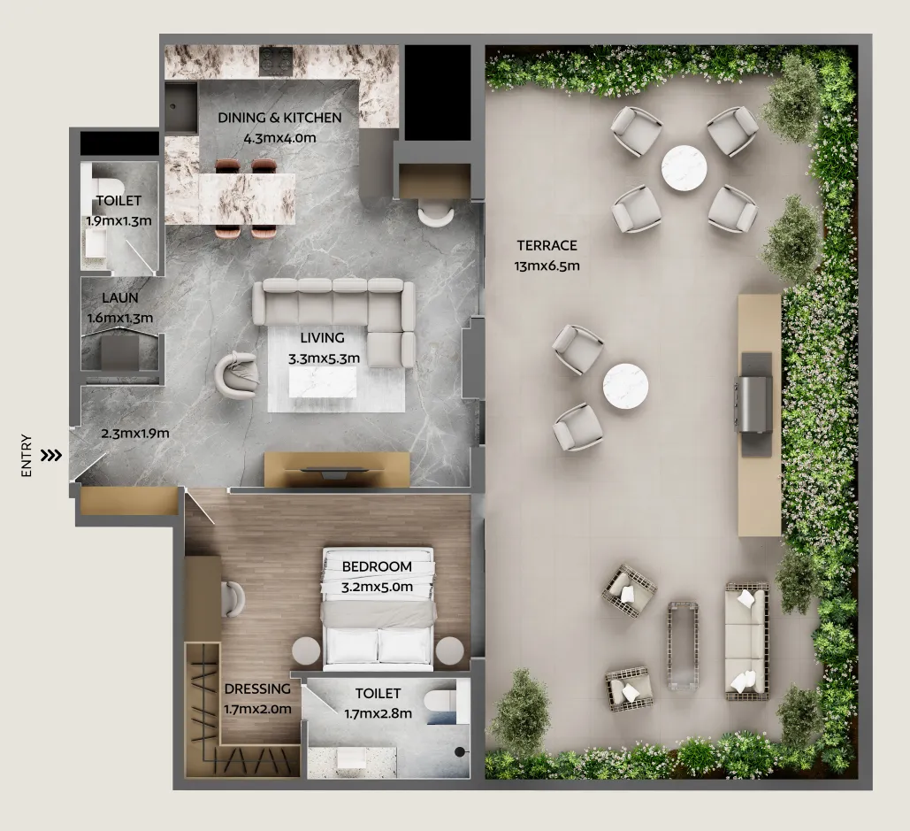 Jardin Astral 1 bed floor plan, 1,779 sqft