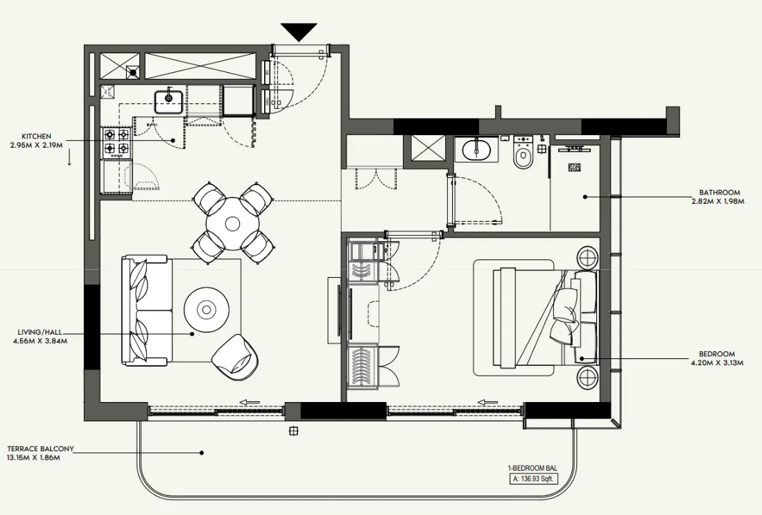 Azizi Jewel 1 bed floor plan, 773 sqft