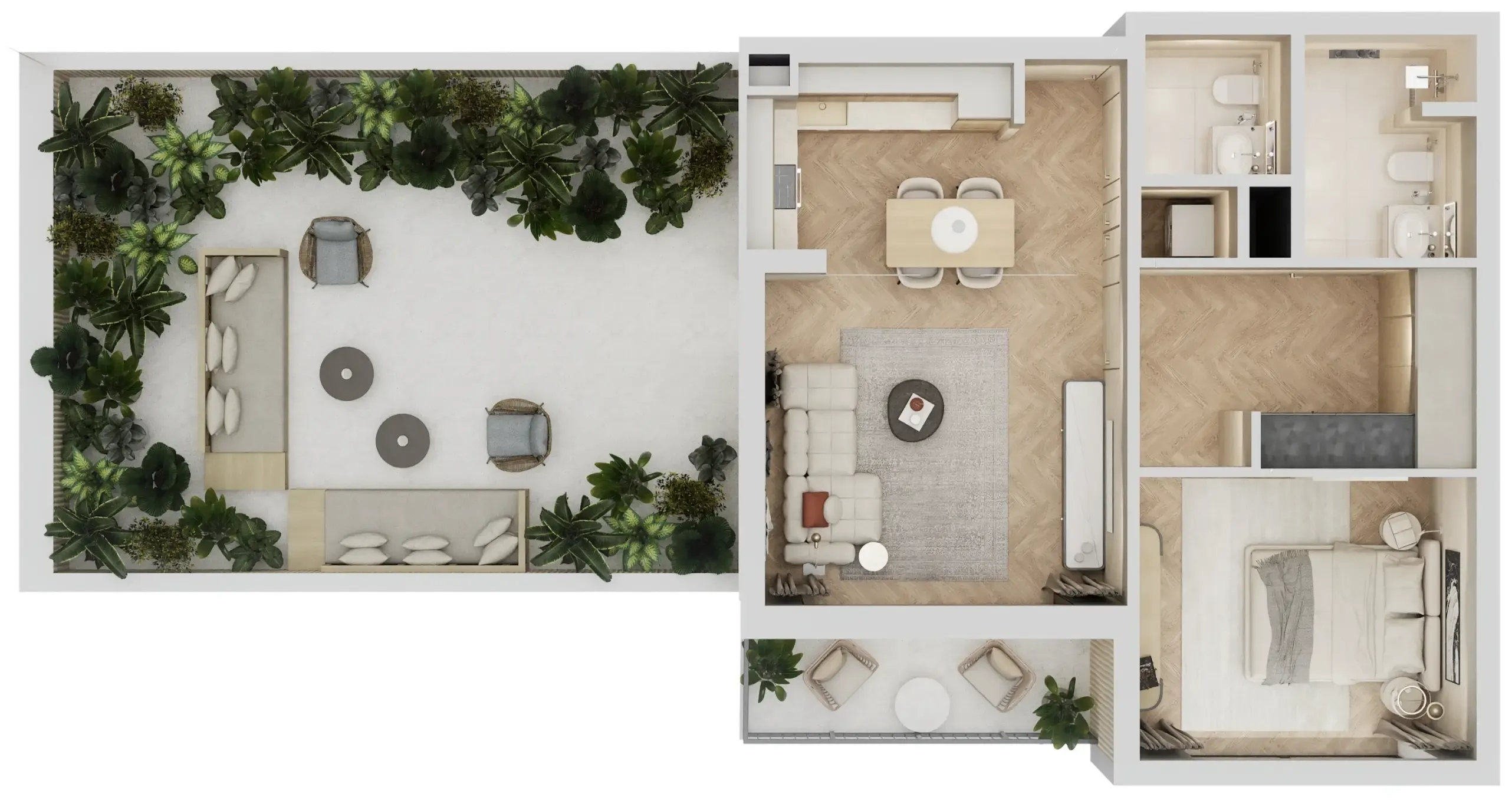 Arisha Terraces 1 bed floor plan, 1,250 sqft