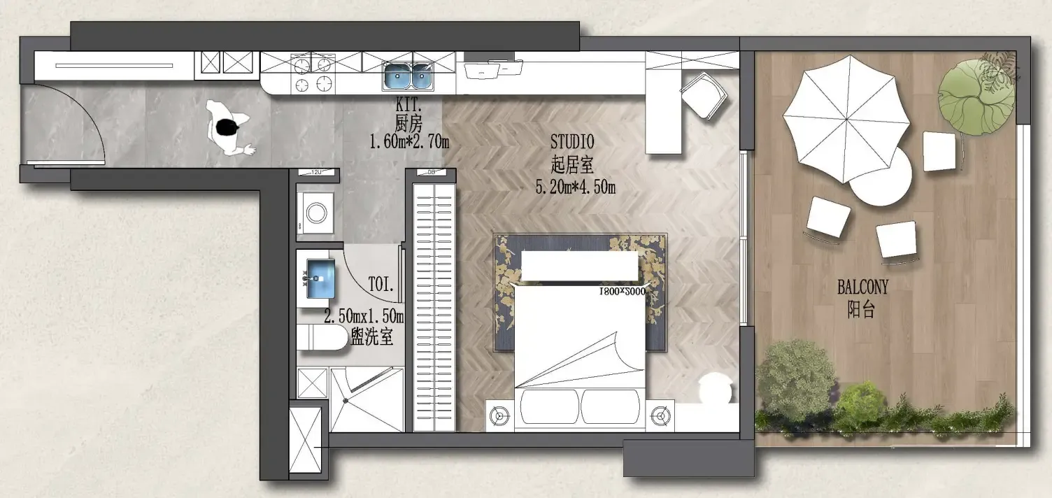 Forest City 2 Studio floor plan, 663 – 938 sqft