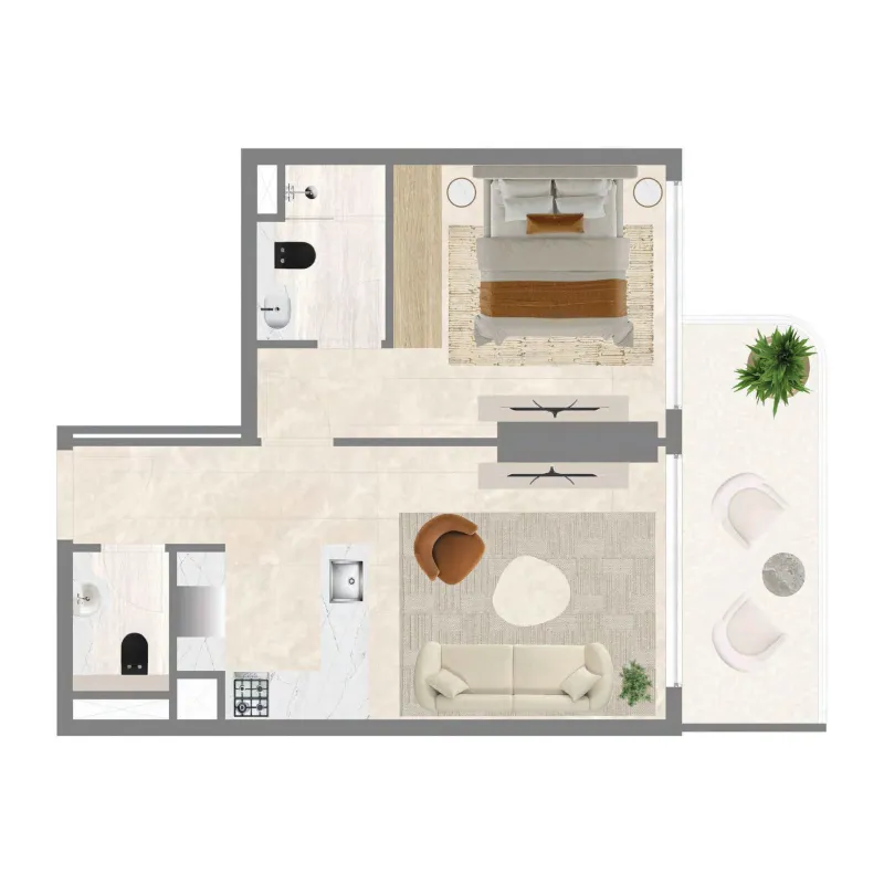 Celesto 4 1 bed floor plan, 553 – 628 sqft