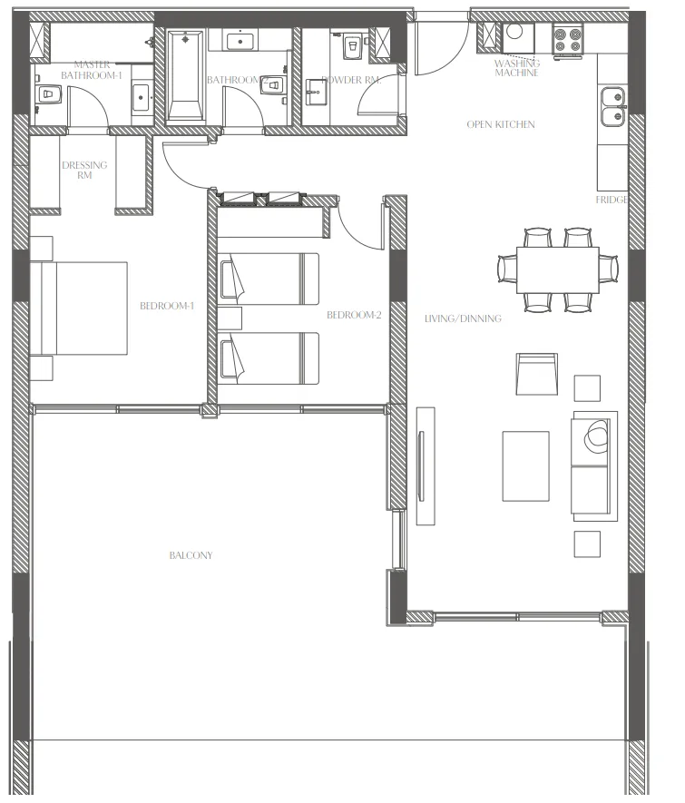Creekside Residence 2 bed floor plan, 2,231 – 2,306 sqft