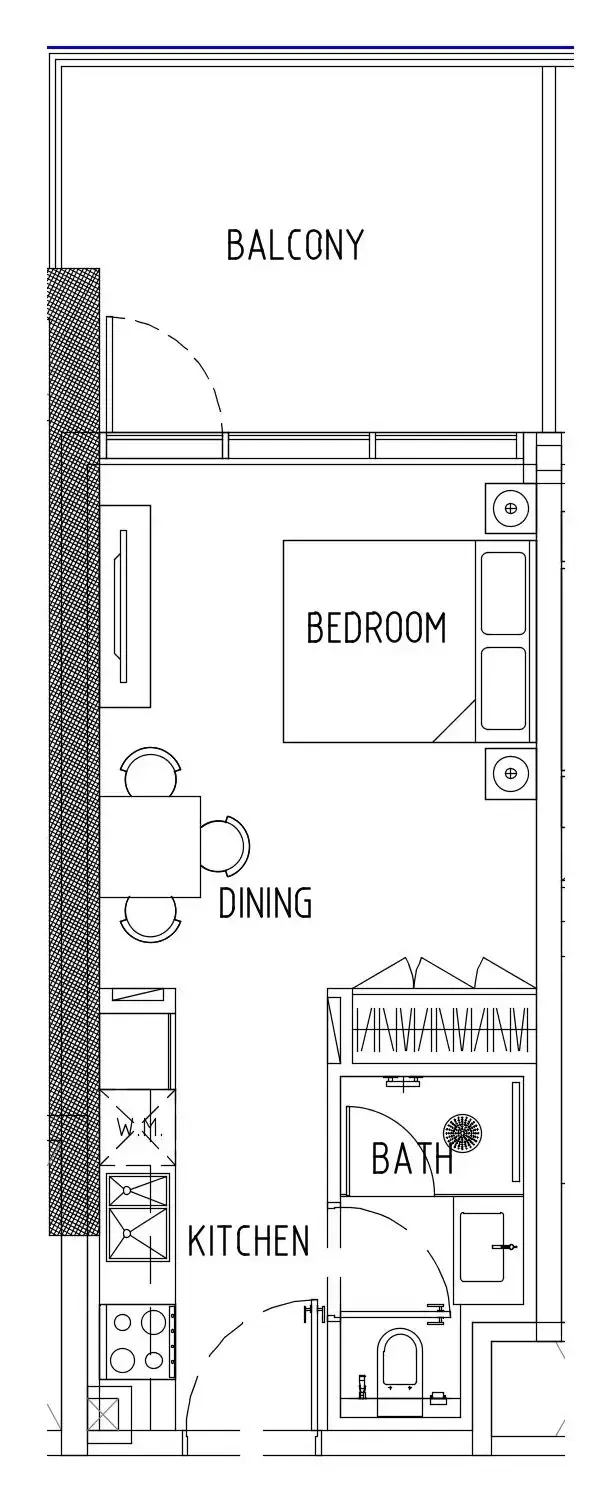 Damac District Studio floor plan, 437 sqft