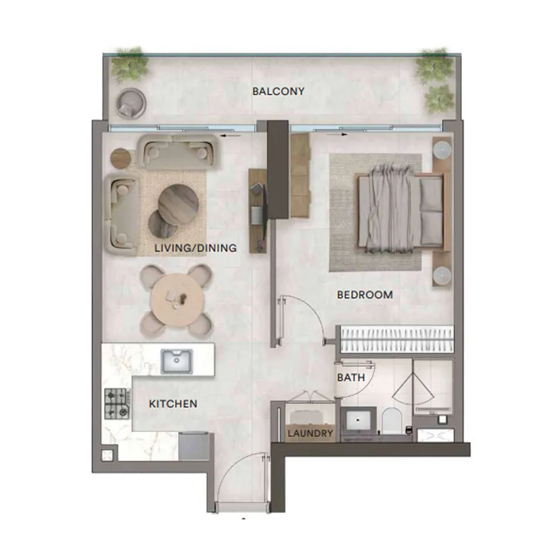 Urban - Park Residences 1 bed floor plan, 739 sqft