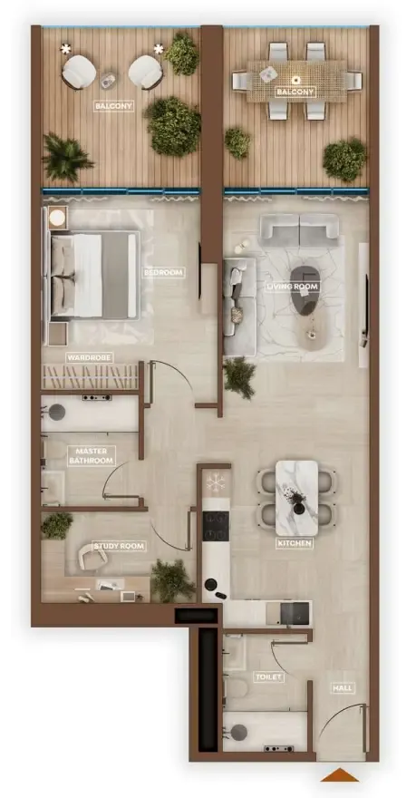 Sky Hills Astra 1 bed floor plan, 1,024 sqft