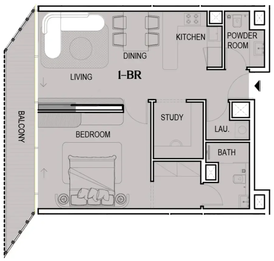 Tresora by Wadan 1 bed floor plan, 878 sqft