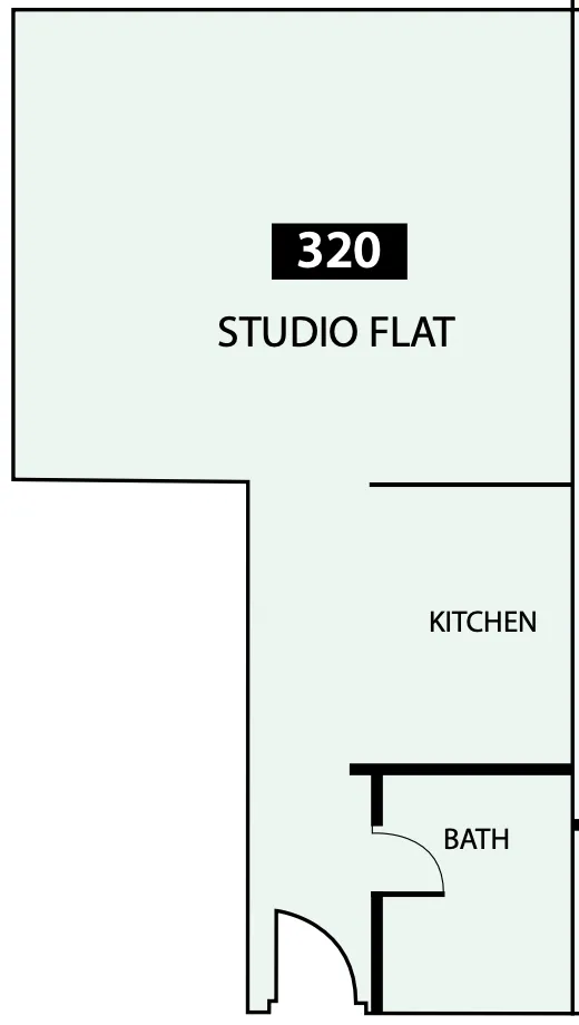 Paradise View 1 Studio floor plan, 479 sqft