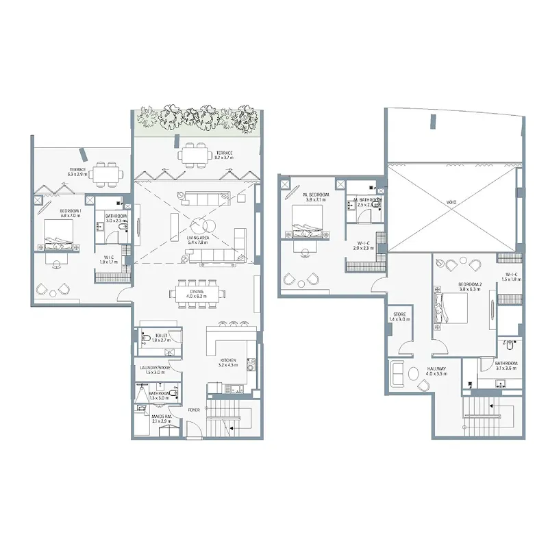 Beach House at Bay Residences 3 bed floor plan, 3,906 sqft