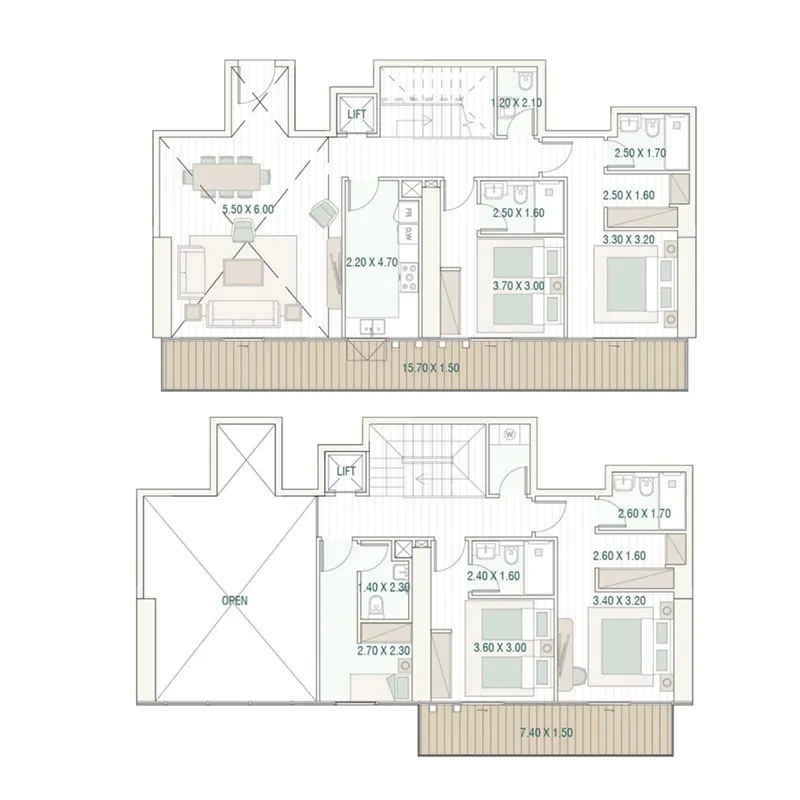 Bab Al Qasr Beach Resort Residence 77 4 bed floor plan, 2,400 sqft