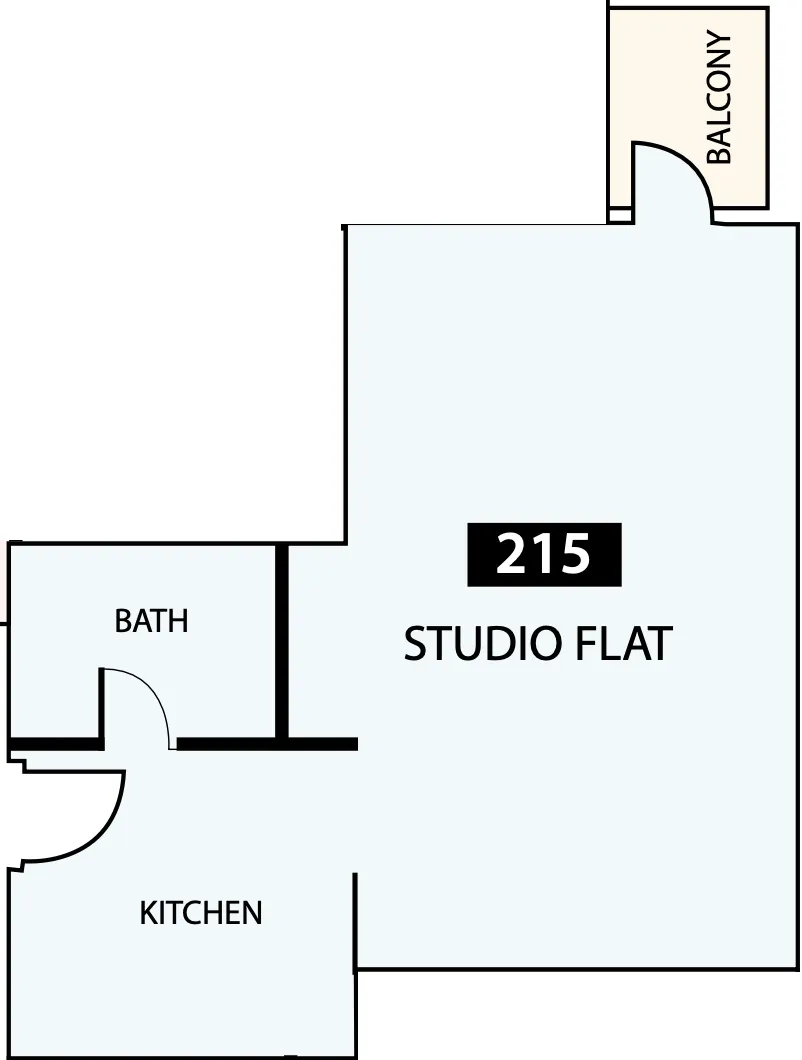 Paradise View 1 Studio floor plan, 477 sqft