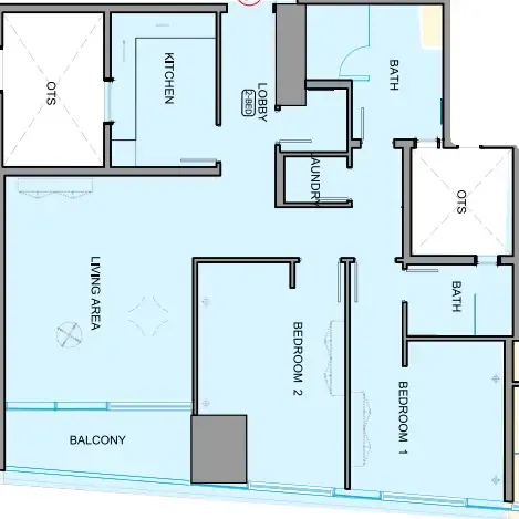 Al Ghaf Tower 2 bed floor plan, 1,274 sqft