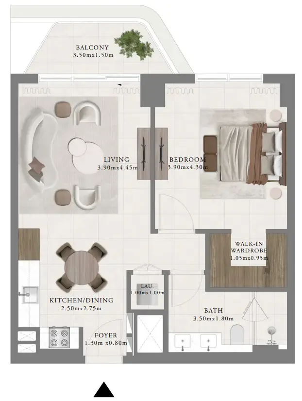 Sera 2 1 bed floor plan, 759 sqft