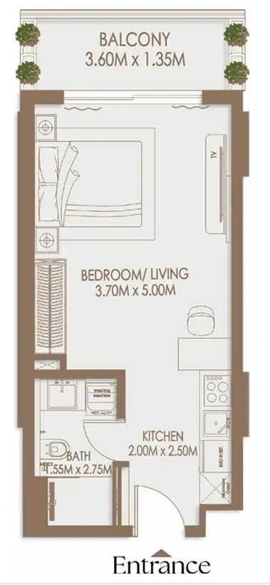 Veona by Gutti Studio floor plan, 397 – 421 sqft