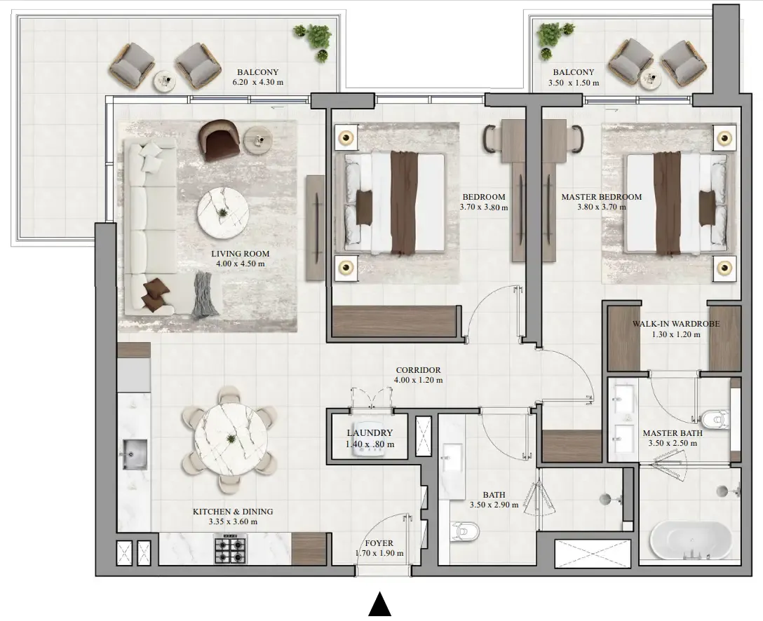 Vista Ridge 2 bed floor plan, 1,383 sqft