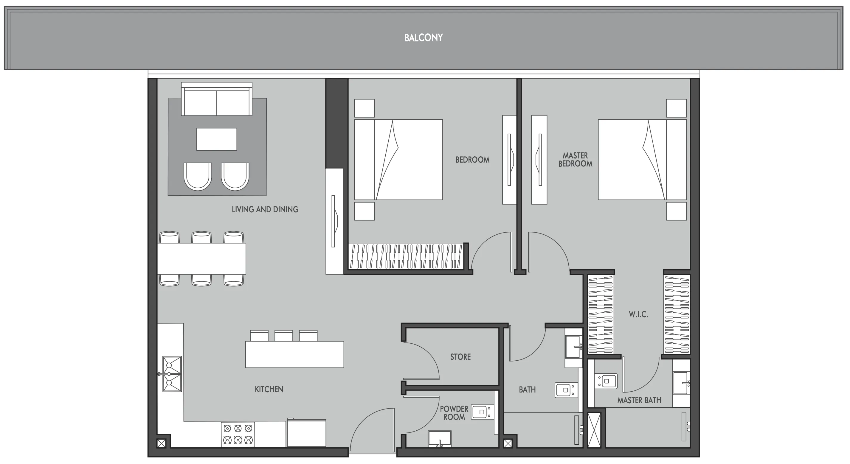 Golf Place 2 bed floor plan, 1,440 sqft