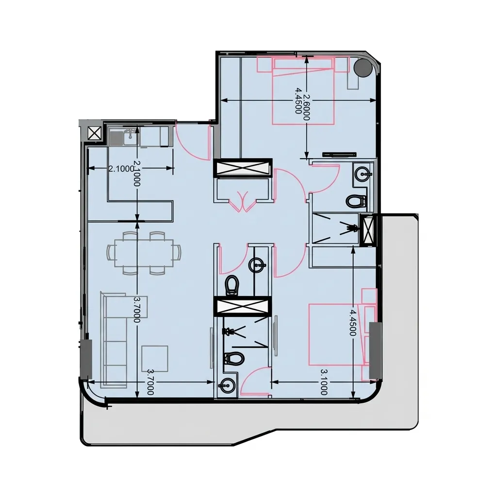 Dolce Residences by Wyndham 2 bed floor plan, 1,200 sqft