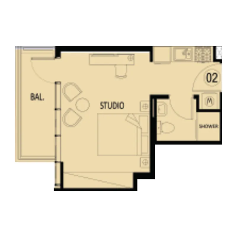 Elbrus Studio floor plan, 375 sqft